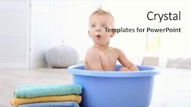  Presentation with baby bath - Audience pleasing PPT layouts consisting of boy washing in bath basin backdrop and a cream colored foreground