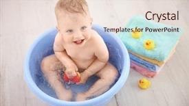  Presentation with baby bath - PPT theme consisting of boy washing in bath basin background and a lemonade colored foreground