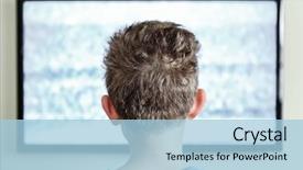  Presentation with television watching - Amazing presentation design having boy watching television with noise backdrop and a light blue colored foreground