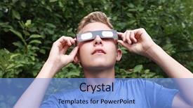 Presentation with eclipse - Slide set consisting of boy watching the eclipse background and a light blue colored foreground