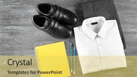  Presentation with accessories - Beautiful presentation theme featuring boy wearing dress - school uniform and accessories backdrop and a  colored foreground