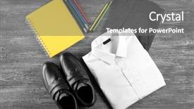  Presentation with accessories - Colorful theme enhanced with boy wearing dress - school uniform and accessories backdrop and a  colored foreground