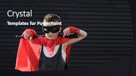  Presentation with costume - Presentation theme enhanced with boy-wearing-zorro-costume background and a dark gray colored foreground