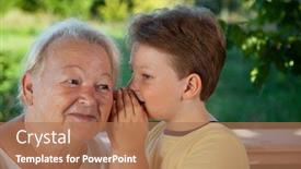  Presentation with grandma - PPT layouts with boy-whispering-to-grandma background and a coral colored foreground