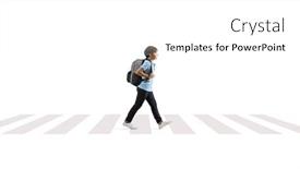  Presentation with pedestrian crossing - Slide deck consisting of boy-with-a-backpack-walking background and a white colored foreground