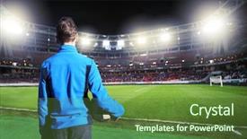  Presentation with pickle ball - Beautiful presentation theme featuring boy with a ball stands backdrop and a tawny brown colored foreground