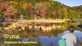  Presentation with globe - Colorful slide set enhanced with boy with a large globe backdrop and a tawny brown colored foreground