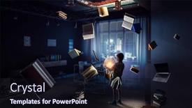  Presentation with light bulb - Presentation featuring boy-with-a-light-bulb background and a wine colored foreground