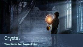  Presentation with light bulb - Presentation theme consisting of boy-with-a-light-bulb background and a ocean colored foreground
