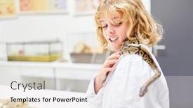  Presentation with school elementary - Amazing PPT theme having boy-with-a-snake backdrop and a sky blue colored foreground