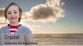  Presentation with sea water - PPT theme enhanced with boy with american flag background and a coral colored foreground