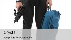  Presentation with backpack - Cool new theme with boy with backpack holding gun backdrop and a light gray colored foreground