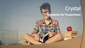  Presentation with school apple - Cool new presentation with boy with books and apple backdrop and a gray colored foreground