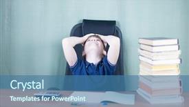  Presentation with bunch - Slides featuring boy with bunch of books background and a  colored foreground