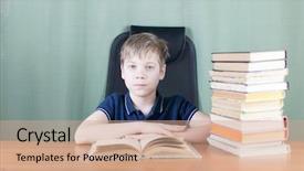  Presentation with bunch - Theme consisting of boy with bunch of books background and a  colored foreground