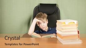  Presentation with childrens books - Amazing presentation theme having boy with bunch of books backdrop and a  colored foreground