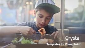  Presentation with protein scoop sports nutrition food - Theme featuring boy with cap eating nutritios background and a  colored foreground