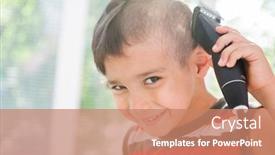  Presentation with crazy - PPT theme with boy-with-crazy-hair-cut background and a coral colored foreground