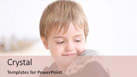  Presentation with rat - Presentation design enhanced with little boy with cute pet rat on sofa indoors background and a lemonade colored foreground