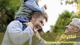 Presentation with grandfather - Presentation theme featuring boy with father and grandfather background and a tawny brown colored foreground