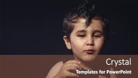  Presentation with hair dress - Beautiful slides featuring boy with hair gum in rocker dress with funny and expressive faces backdrop and a tawny brown colored foreground