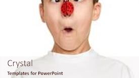  Presentation with ladybug - Colorful presentation theme enhanced with boy-with-ladybug-onface-teenager backdrop and a lemonade colored foreground