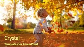  Presentation with autumn leaves - Beautiful slide deck featuring boy with leaves in autumn backdrop and a tawny brown colored foreground