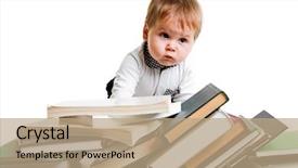  Presentation with baby book - Audience pleasing slide deck consisting of boy with lots of book backdrop and a coral colored foreground