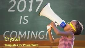  Presentation with new years 2019 - Presentation theme consisting of boy with megaphone against 2017 background and a  colored foreground