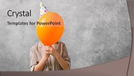  Presentation with balloon - Audience pleasing presentation theme consisting of boy with orange balloon backdrop and a light gray colored foreground