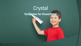  Presentation with school board - Slide deck featuring toy near the school board background and a ocean colored foreground