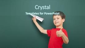  Presentation with school board - Slides enhanced with boy with origami toy near the school board background and a ocean colored foreground