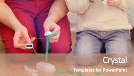  Presentation with solar panel - Slide deck consisting of boy with solar panel windmill background and a coral colored foreground