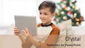  Presentation with black children and technology - Cool new slides with boy with tablet pc computer backdrop and a  colored foreground