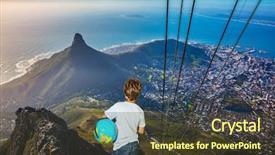  Presentation with travel globe - Audience pleasing theme consisting of boy with the globe backdrop and a tawny brown colored foreground