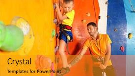  Presentation with trainer - Beautiful slide set featuring boy with trainer in climbing backdrop and a  colored foreground