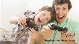  Presentation with video game - Audience pleasing presentation consisting of boy with video game controller backdrop and a coral colored foreground