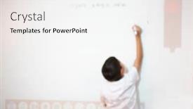  Presentation with whiteboard kids - PPT layouts with boy-writes-on-a-whiteboard background and a white colored foreground