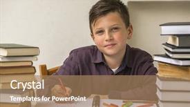  Presentation with elementary school female career day - Presentation theme featuring boy writing - elementary school student doing homework background and a  colored foreground