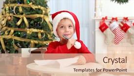  Presentation with job letter - Slide deck with boy writing letter to santa background and a lemonade colored foreground