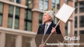  Presentation with urban - PPT theme having boycott - senior businessman taking part background and a violet colored foreground