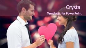  Presentation with heart - PPT theme featuring boyfriend her heart against valentine background and a violet colored foreground