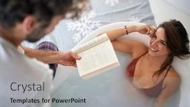  Presentation with poetry - Beautiful PPT theme featuring boyfriend-reading-poetry-to-girlfriend backdrop and a light gray colored foreground
