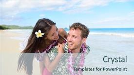 Presentation with hawaii - Beautiful theme featuring boyfriend wearing traditional hawaiian lei backdrop and a sky blue colored foreground