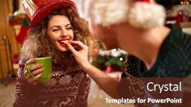  Presentation with romance - Amazing PPT theme having boyfriend with girlfriend in romance for christmas backdrop and a tawny brown colored foreground