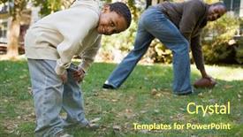  Presentation with father son and looking - Beautiful PPT theme featuring boyhood - father and son playing football backdrop and a tawny brown colored foreground