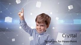  Presentation with luminous - Amazing slides having boyhood - little boy with luminous cubes backdrop and a light blue colored foreground