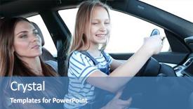  Presentation with mom daughter - Audience pleasing theme consisting of boyhood - mom and her daughter sitting backdrop and a teal colored foreground