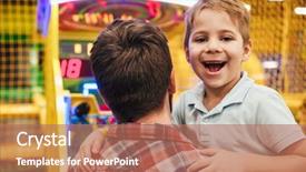  Presentation with entertainment - Audience pleasing slides consisting of boyhood - smiling little boy having fun backdrop and a coral colored foreground