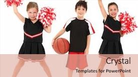  Presentation with basketball - Amazing presentation having boys and girls in cheerleader backdrop and a coral colored foreground